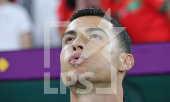 2022-12-10 - Cristiano Ronaldo of Portugal before the FIFA World Cup 2022, Quarter-final football match between Morocco and Portugal on December 10, 2022 at Al Thumama Stadium in Doha, Qatar - FOOTBALL - WORLD CUP 2022 - 1/4 - MOROCCO V PORTUGAL - FIFA WORLD CUP - SOCCER