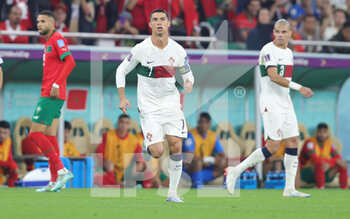 2022-12-10 - Cristiano Ronaldo of Portugal during the FIFA World Cup 2022, Quarter-final football match between Morocco and Portugal on December 10, 2022 at Al Thumama Stadium in Doha, Qatar - FOOTBALL - WORLD CUP 2022 - 1/4 - MOROCCO V PORTUGAL - FIFA WORLD CUP - SOCCER