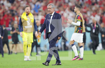 2022-12-10 - Head coach Fernando Santos of Portugal dejected at full time during the FIFA World Cup 2022, Quarter-final football match between Morocco and Portugal on December 10, 2022 at Al Thumama Stadium in Doha, Qatar - FOOTBALL - WORLD CUP 2022 - 1/4 - MOROCCO V PORTUGAL - FIFA WORLD CUP - SOCCER