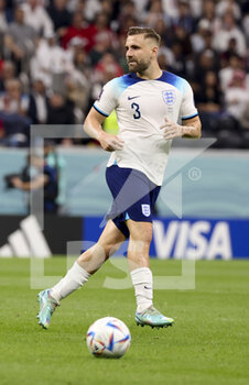2022-12-10 - Luke Shaw of England during the FIFA World Cup 2022, Quarter-final football match between England and France on December 10, 2022 at Al Bayt Stadium in Al Khor, Qatar - FOOTBALL - WORLD CUP 2022 - 1/4 - ENGLAND V FRANCE - FIFA WORLD CUP - SOCCER