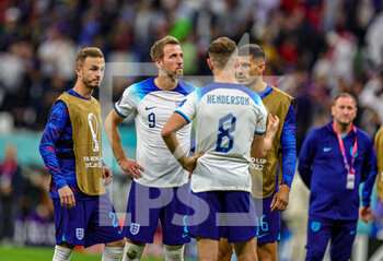 2022-12-11 - Harry Kane (9) of England at full time during the FIFA World Cup 2022, Quarter-final football match between England and France on December 10, 2022 at Al Bayt Stadium in Al Khor, Qatar - FOOTBALL - WORLD CUP 2022 - 1/4 - ENGLAND V FRANCE - FIFA WORLD CUP - SOCCER
