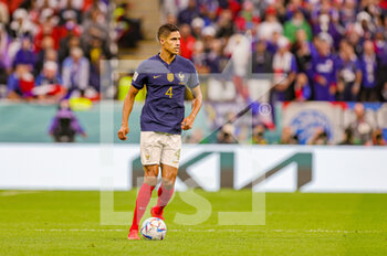 2022-12-11 - Raphael Varane (4) of France during the FIFA World Cup 2022, Quarter-final football match between England and France on December 10, 2022 at Al Bayt Stadium in Al Khor, Qatar - FOOTBALL - WORLD CUP 2022 - 1/4 - ENGLAND V FRANCE - FIFA WORLD CUP - SOCCER