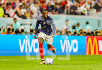2022-12-11 - Ousmane Dembele (11) of France during the FIFA World Cup 2022, Quarter-final football match between England and France on December 10, 2022 at Al Bayt Stadium in Al Khor, Qatar - FOOTBALL - WORLD CUP 2022 - 1/4 - ENGLAND V FRANCE - FIFA WORLD CUP - SOCCER