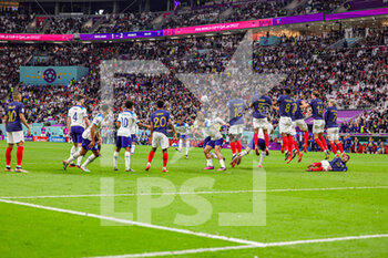 2022-12-11 - Marcus Rashford (11) of England takes a few kick in injury time during the FIFA World Cup 2022, Quarter-final football match between England and France on December 10, 2022 at Al Bayt Stadium in Al Khor, Qatar - FOOTBALL - WORLD CUP 2022 - 1/4 - ENGLAND V FRANCE - FIFA WORLD CUP - SOCCER