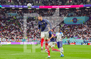 2022-12-11 - Theo Hernandez (22) of France during the FIFA World Cup 2022, Quarter-final football match between England and France on December 10, 2022 at Al Bayt Stadium in Al Khor, Qatar - FOOTBALL - WORLD CUP 2022 - 1/4 - ENGLAND V FRANCE - FIFA WORLD CUP - SOCCER