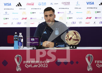 2022-12-12 - Nicolas Tagliafico of Argentina answers to the media during a press conference at the Qatar National Convention Center QNCC during the FIFA World Cup 2022 on December 12, 2022 in Doha, Qatar - FOOTBALL - WORLD CUP 2022 - MISCS - FIFA WORLD CUP - SOCCER