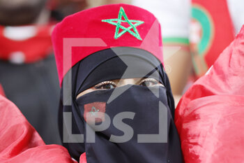2022-12-14 - Morocco fan during the FIFA World Cup 2022, Semi-final football match between France and Morocco on December 14, 2022 at Al Bayt Stadium in Al Khor, Qatar - FOOTBALL - WORLD CUP 2022 - 1/2 - FRANCE V MOROCCO - FIFA WORLD CUP - SOCCER
