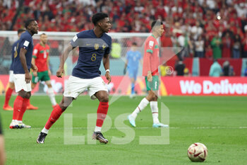 2022-12-14 - Aurelien Tchouameni of France during the FIFA World Cup 2022, Semi-final football match between France and Morocco on December 14, 2022 at Al Bayt Stadium in Al Khor, Qatar - FOOTBALL - WORLD CUP 2022 - 1/2 - FRANCE V MOROCCO - FIFA WORLD CUP - SOCCER