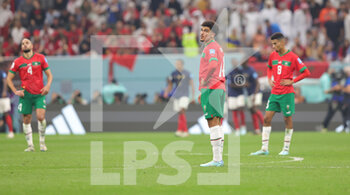 2022-12-14 - Zakaria Aboukhlal of Morocco looks dejected during the FIFA World Cup 2022, Semi-final football match between France and Morocco on December 14, 2022 at Al Bayt Stadium in Al Khor, Qatar - FOOTBALL - WORLD CUP 2022 - 1/2 - FRANCE V MOROCCO - FIFA WORLD CUP - SOCCER
