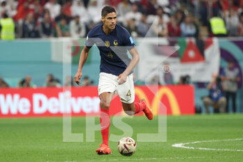 2022-12-14 - Raphael Varane of France during the FIFA World Cup 2022, Semi-final football match between France and Morocco on December 14, 2022 at Al Bayt Stadium in Al Khor, Qatar - FOOTBALL - WORLD CUP 2022 - 1/2 - FRANCE V MOROCCO - FIFA WORLD CUP - SOCCER