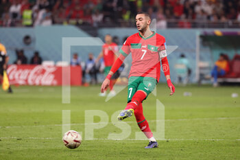 2022-12-17 - Hakim Ziyech of Morocco during the FIFA World Cup 2022, third place football match between Croatia and Morocco on December 17, 2022 at Khalifa International Stadium in Ar-Rayyan, Qatar - FOOTBALL - WORLD CUP 2022 - 3RD PLACE - CROATIA V MOROCCO - FIFA WORLD CUP - SOCCER
