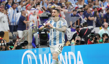 2022-12-18 - Angel Di Maria of Argentina celebrates his goal 2-0 during the FIFA World Cup 2022, Final football match between Argentina and France on December 18, 2022 at Lusail Stadium in Al Daayen, Qatar - FOOTBALL - WORLD CUP 2022 - FINAL - ARGENTINA V FRANCE - FIFA WORLD CUP - SOCCER