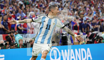 2022-12-18 - Angel Di Maria of Argentina celebrates his goal 2-0 during the FIFA World Cup 2022, Final football match between Argentina and France on December 18, 2022 at Lusail Stadium in Al Daayen, Qatar - FOOTBALL - WORLD CUP 2022 - FINAL - ARGENTINA V FRANCE - FIFA WORLD CUP - SOCCER
