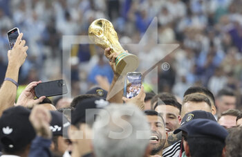 2022-12-18 - Illustration of the World Cup trohpy following the FIFA World Cup 2022, Final football match between Argentina and France on December 18, 2022 at Lusail Stadium in Al Daayen, Qatar - FOOTBALL - WORLD CUP 2022 - FINAL - ARGENTINA V FRANCE - FIFA WORLD CUP - SOCCER