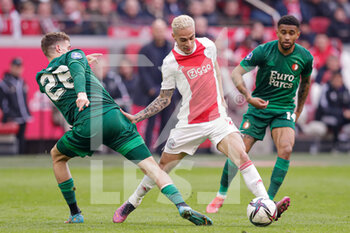 2022-03-20 - Guus Til of Feyenoord Rotterdam, Antony of Ajax during the Netherlands championship Eredivisie football match between AFC Ajax and Feyenoord on March 20, 2022 at Johan Cruijff Arena in Amsterdam, Netherlands - AFC AJAX VS FEYENOORD - NETHERLANDS EREDIVISIE - SOCCER