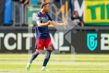 2022-08-06 - Devyne Rensch of Ajax celebrates his goal during the Netherlands championship, Eredivisie football match between Fortuna Sittard and Ajax on August 6, 2022 at Fortuna Sittard Stadion in Sittard, Netherlands - FOOTBALL - NETHERLANDS CHAMP - FORTUNA SITTARD V AJAX - NETHERLANDS EREDIVISIE - SOCCER