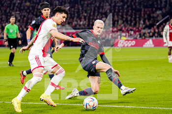 2022-11-06 - Jorge Sanchez of Ajax, Philipp Max of PSV during the Netherlands championship Eredivisie football match between Ajax and PSV on November 6, 2022 at the Johan Cruijff Arena in Amsterdam, Netherlands - FOOTBALL - NETHERLANDS CHAMP - AJAX V PSV - NETHERLANDS EREDIVISIE - SOCCER