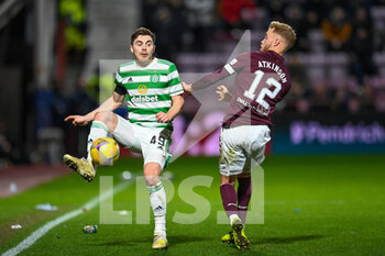 2022-01-26 - James Forrest (49) of Celtic FC and Nathaniel Atkinson (12) of Heart of Midlothian FC during the Scottish championship, Cinch SPFL Premiership football match between Heart of Midlothian and Celtic on January 26, 2022 at Tynecastle Park in Edinburgh, Scotland - HEART OF MIDLOTHIAN VS CELTIC - SCOTTISH PREMIERSHIP - SOCCER