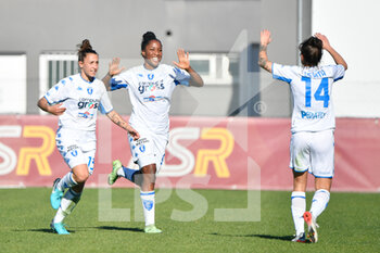 2022-01-15 - Chante' Dompig (Empoli Ladies) celebrates after scoring the goal 0-1 during the Italian Football Championship League A Women 2021/2022 match between AS Roma Women vs Empoli Ladies at the Tre Fontane stadium on 15 January 2021. - AS ROMA WOMEN VS EMPOLI LADIES - ITALIAN SERIE A WOMEN - SOCCER