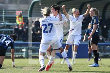 2022-03-20 - Bianca Fallico (UC Sampdoria) celebrates after scoring his side's first goal of the match - INTER - FC INTERNAZIONALE VS UC SAMPDORIA - ITALIAN SERIE A WOMEN - SOCCER