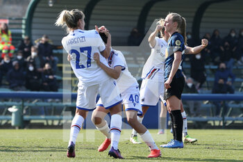 2022-03-20 - Bianca Fallico (UC Sampdoria) celebrates after scoring his side's first goal of the match - INTER - FC INTERNAZIONALE VS UC SAMPDORIA - ITALIAN SERIE A WOMEN - SOCCER