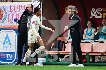 2022-03-19 - Lindsey Thomas (AC Milan) celebrates with Maurizio Ganz coach (AC Milan) after scoring the goal 0-1 during the Italian Football Championship League A Women 2021/2022 match between AS Roma vs AC Milan at the Tre Fontane stadium on 19 March 2021. - AS ROMA VS AC MILAN - ITALIAN SERIE A WOMEN - SOCCER