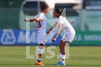 2022-03-26 - Manuela Giuliano and Elin Lena Kollmats of AS ROMA celebrates the victory during the Serie A Woman match between US Sassuolo and AS Roma at Stadio Ricci on March 26, 2022 in Sassuolo (MO), Italy. - US SASSUOLO VS AS ROMA - ITALIAN SERIE A WOMEN - SOCCER