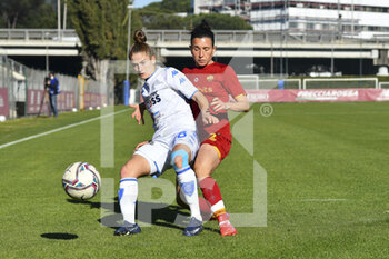 2022-01-15 - Valeria Monterubbiano of Empoli F.C. Ladies and Lucia Guglielmo of AS Roma Women during the 12th day of the Serie A Championship between A.S. Roma Women and Empoli F.C. Ladies at the stadio Tre Fontane on 15th of January, 2022 in Rome, Italy. - AS ROMA WOMEN VS EMPOLI LADIES - ITALIAN SERIE A WOMEN - SOCCER