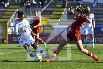 2022-01-15 - Melissa Bellucci of Empoli F.C. Ladies and Alice Corelli of AS Roma Women during the 12th day of the Serie A Championship between A.S. Roma Women and Empoli F.C. Ladies at the stadio Tre Fontane on 15th of January, 2022 in Rome, Italy. - AS ROMA WOMEN VS EMPOLI LADIES - ITALIAN SERIE A WOMEN - SOCCER