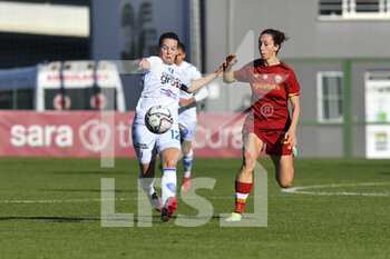 2022-01-15 - Sara Mella of Empoli F.C. Ladies and Paloma Lazaro of AS Roma Women during the 12th day of the Serie A Championship between A.S. Roma Women and Empoli F.C. Ladies at the stadio Tre Fontane on 15th of January, 2022 in Rome, Italy. - AS ROMA WOMEN VS EMPOLI LADIES - ITALIAN SERIE A WOMEN - SOCCER