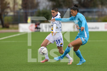 2022-02-26 - Francesca Imprezzzabile (53) Hellas Verona Women cfights for the ball with Jaimes Soledad (99) Napoli Femminile during the Italian Serie A Women 2021/2022 match between Napoli Femminile vs AS Hellas Verona Women on February 26, 2022 at the Stadium Giuseppe Piccolo in Cercola Italy - NAPOLI FEMMINILE VS HELLAS VERONA WOMEN - ITALIAN SERIE A WOMEN - SOCCER