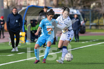 2022-02-26 - Romina Pinna (7) Napoli Femminile fights for the ball with  Aurora De Sanctis (5) Hellas Verona Women
 during the Italian Serie A Women 2021/2022 match between Napoli Femminile vs Hellas Verona Women on February 26, 2022 at the Stadium Giuseppe Piccolo in Cercola Italy - NAPOLI FEMMINILE VS HELLAS VERONA WOMEN - ITALIAN SERIE A WOMEN - SOCCER