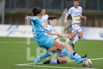 2022-02-26 - Jaimes Soledad (99) Napoli Femminile cfights for the ball with  Federica Anghileri (18) Hellas Verona Women during the Italian Serie A Women 2021/2022 match between Napoli Femminile vs Hellas Verona Women on February 26, 2022 at the Stadium Giuseppe Piccolo in Cercola Italy - NAPOLI FEMMINILE VS HELLAS VERONA WOMEN - ITALIAN SERIE A WOMEN - SOCCER