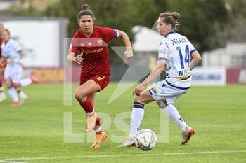 2022-04-03 - Elisa Bartoli of AS Roma Women and Ana Jelenčić of Hellas Verona during the 19th day of the Serie A Championship between A.S. Roma Women and Hellas Verona Women at the stadio Tre Fontane on 2th of April, 2022 in Rome, Italy. - AS ROMA VS HELLAS VERONA WOMEN - ITALIAN SERIE A WOMEN - SOCCER