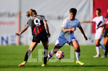 2022-08-28 - Kosovare Asllani of AC Milan and Alice Parisi of ACF Fiorentina battle for the ball   during AC Milan - ACF Fiorentina , 1st turn of Serie A Femminile Tim 2022/23 in Centro P. Vismara - Puma House of Football, Milan, Lombardy, Italy, 28/08/22 - AC MILAN VS ACF FIORENTINA - ITALIAN SERIE A WOMEN - SOCCER