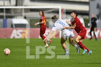 2022-10-23 - Joyce BORINI of F.C. Como Women and Norma Cinotti of AS Roma Women during the 7th day of the Serie A Championship between A.S. Roma Women and F.C. Como Women at the stadio Tre Fontane on 23th of September, 2022 in Rome, Italy. - AS ROMA VS COMO WOMEN - ITALIAN SERIE A WOMEN - SOCCER