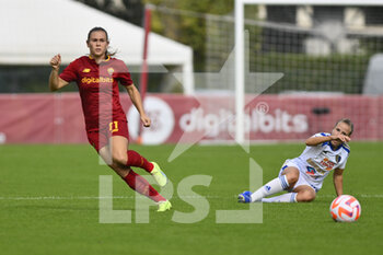2022-10-23 - Emilie Bosshard Haavi of A.S. Roma during the 7th day of the Serie A Championship between A.S. Roma Women and F.C. Como Women at the stadio Tre Fontane on 23th of September, 2022 in Rome, Italy. - AS ROMA VS COMO WOMEN - ITALIAN SERIE A WOMEN - SOCCER