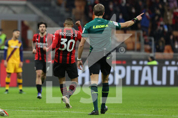 2022-01-06 - Junior Messias of AC Milan celebrates after scoring a goal during the Serie A 2021/22 football match between AC Milan and AS Roma at Giuseppe Meazza Stadium, Milan, Italy on January 06, 2022 - AC MILAN VS AS ROMA - ITALIAN SERIE A - SOCCER