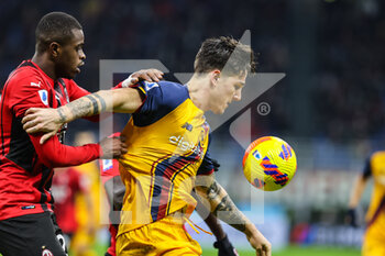 2022-01-06 - Nicolo Zaniolo of AS Roma in action during the Serie A 2021/22 football match between AC Milan and AS Roma at Giuseppe Meazza Stadium, Milan, Italy on January 06, 2022 - AC MILAN VS AS ROMA - ITALIAN SERIE A - SOCCER