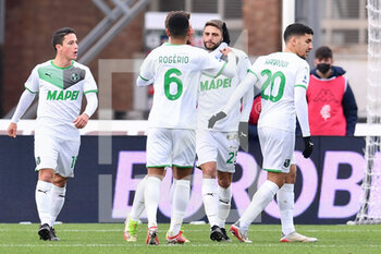 2022-01-09 - Sassuolo players celebrate after a goal - EMPOLI FC VS US SASSUOLO - ITALIAN SERIE A - SOCCER