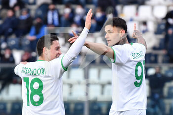 2022-01-09 - Gianluca Scamacca (Sassuolo) celebrates after scoring a goal with Giacomo Raspadori (Sassuolo) - EMPOLI FC VS US SASSUOLO - ITALIAN SERIE A - SOCCER