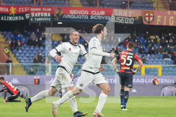 2022-01-09 - MANAJ REY (Spezia) and BASTONI SIMONE (Spezia) - celebrates after scoring a goal - GENOA CFC VS SPEZIA CALCIO - ITALIAN SERIE A - SOCCER