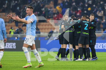 2022-01-09 - Alessandro Bastoni of FC Internazionale celebrates with his team mates after scoring a goal during the Serie A 2021/22 football match between FC Internazionale and SS Lazio at Giuseppe Meazza Stadium, Milan, Italy on January 09, 2022 - INTER - FC INTERNAZIONALE VS SS LAZIO - ITALIAN SERIE A - SOCCER