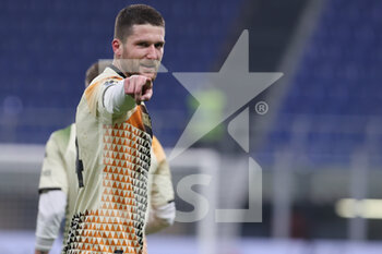 2022-01-22 - Thomas Henry of Venezia FC celebrates after scoring a goal during the Serie A 2021/22 football match between FC Internazionale and Venezia FC at Giuseppe Meazza Stadium, Milan, Italy on January 22, 2022 - INTER - FC INTERNAZIONALE VS VENEZIA FC - ITALIAN SERIE A - SOCCER
