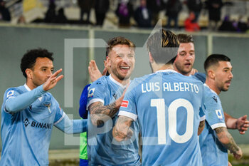 2022-02-05 - Ciro Immobile (Lazio) celebrates with teammaters. after scoring the 0 - 2 goal - ACF FIORENTINA VS SS LAZIO - ITALIAN SERIE A - SOCCER