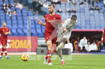 2022-02-05 - Kelvin Yeboah of Genoa CFC during the 24th day of the Serie A Championship between A.S. Roma vs Genoa CFC on 5th February 2022 at the Stadio Olimpico in Rome, Italy. - AS ROMA VS GENOA CFC - ITALIAN SERIE A - SOCCER
