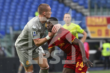 2022-02-05 - Leo Ostigard of Genoa CFC and Felix Afena-Gyan of A.S. Roma during the 24th day of the Serie A Championship between A.S. Roma vs Genoa CFC on 5th February 2022 at the Stadio Olimpico in Rome, Italy. - AS ROMA VS GENOA CFC - ITALIAN SERIE A - SOCCER