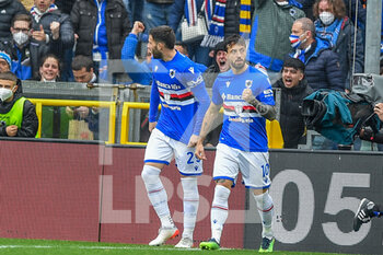 2022-02-06 - Nicola Murru  and Francesco Caputo  (Sampdoria) celebrates after scoring a goal 1 - 0 - UC SAMPDORIA VS US SASSUOLO - ITALIAN SERIE A - SOCCER