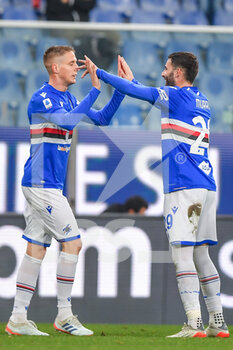 2022-02-06 - Andrea Conti and Nicola Murru (Sampdoria) celebrates after scoring a goal 3 - 0 - UC SAMPDORIA VS US SASSUOLO - ITALIAN SERIE A - SOCCER