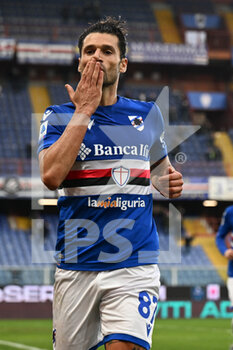 2022-02-06 - Antonio Candreva (Sampdoria)- celebrates after scoring a goal 4 - 0 - UC SAMPDORIA VS US SASSUOLO - ITALIAN SERIE A - SOCCER